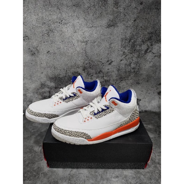 US12 近全新 AIR JORDAN 3 RETRO Knicks Rivals 白藍橙水泥爆裂紋 紐約尼克隊經典配色