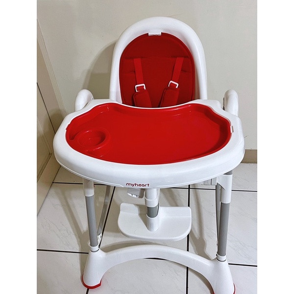 二手【myheart】紅色折疊式兒童安全餐椅/多功能可調式兒童餐椅（自取再-200）