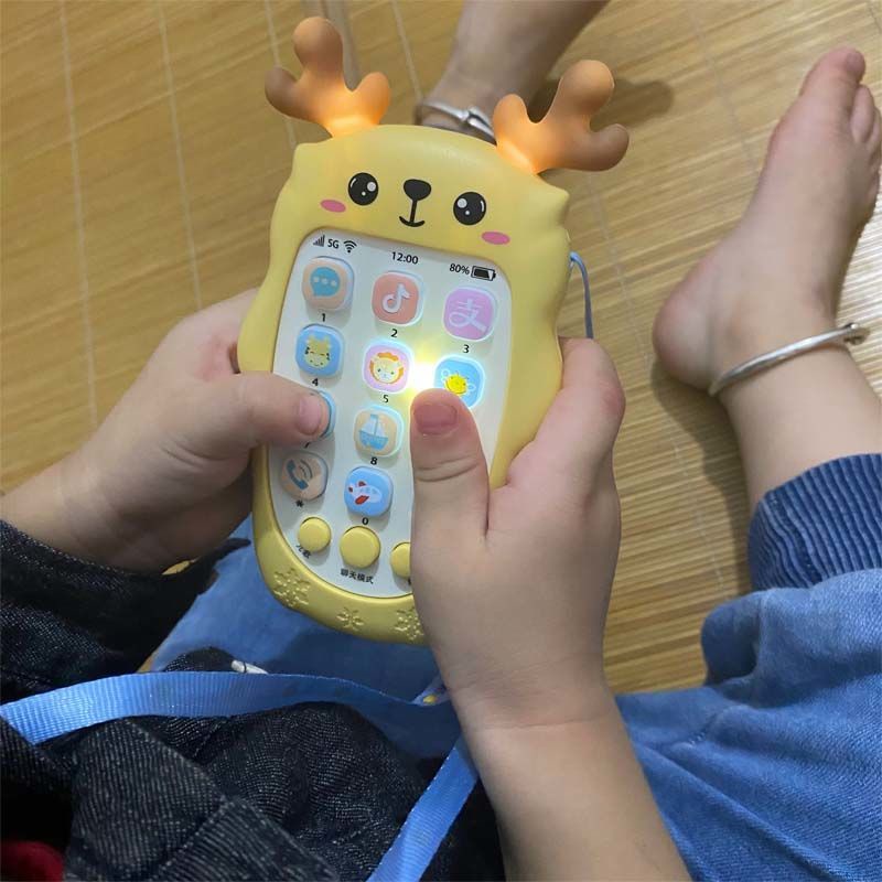嬰兒可咬牙膠寶寶仿真手機幼兒音樂玩具早教益智故事機充電電話機