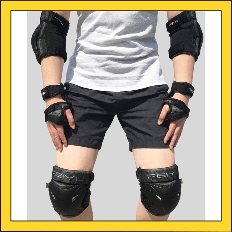 成人 運動護具套裝 六件套護具 極限單車 BMX 電動獨輪車 直排輪 滑冰 溜冰 滑板 護肘護膝護手腕護手掌 成人護具