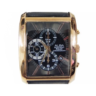 [專業模型] 三眼錶 [ALBA 790338] SEIKO ALBA 雅柏方型大錶面玫瑰金[黑色面]時尚錶/軍錶/中