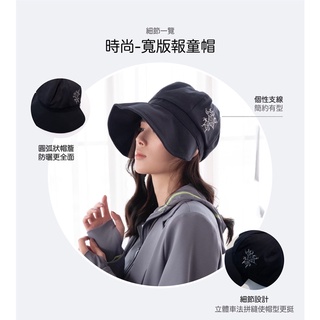 后益HOII原廠授權經銷商MR.HOSEA HO寬版報童帽黑時尚機能防曬涼感抗UPF50抗UV
