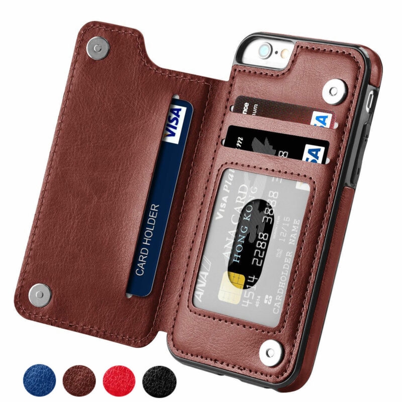 磁性皮革錢包盒卡槽防震翻蓋為iPhone X XS XR XS MAX 8 7 6 6S Plus手機殼