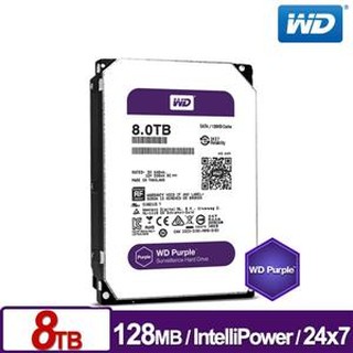 WD80PUZX，3.5吋紫標(Purple)，8TB，監控系統專用硬碟，128MB 快取記憶體，3年保