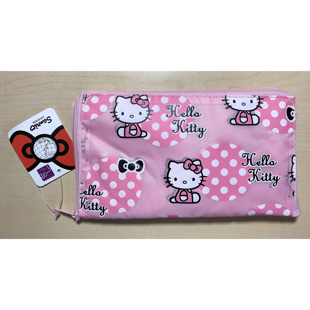 全新 現貨 正版 Sanrio 三麗鷗 Hello Kitty 凱蒂貓 折疊 購物袋 手提袋 環保袋 一體成形 拉鍊收納
