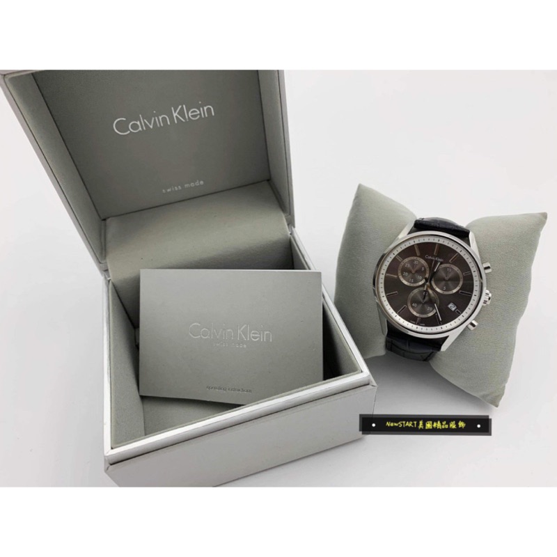 【New START精品服飾-員林】Calvin Klein CK 多功能三眼計時 手錶 皮錶帶