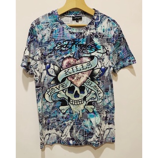 Ed hardy 藍色骷髏 短Tee 90% 正常使用感 Size:m