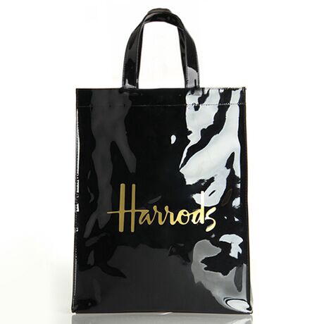 Harrods PVC手提袋 英倫名品 哈洛德 金色字母 磁扣 手提袋 PVC 高品質時尚手提袋