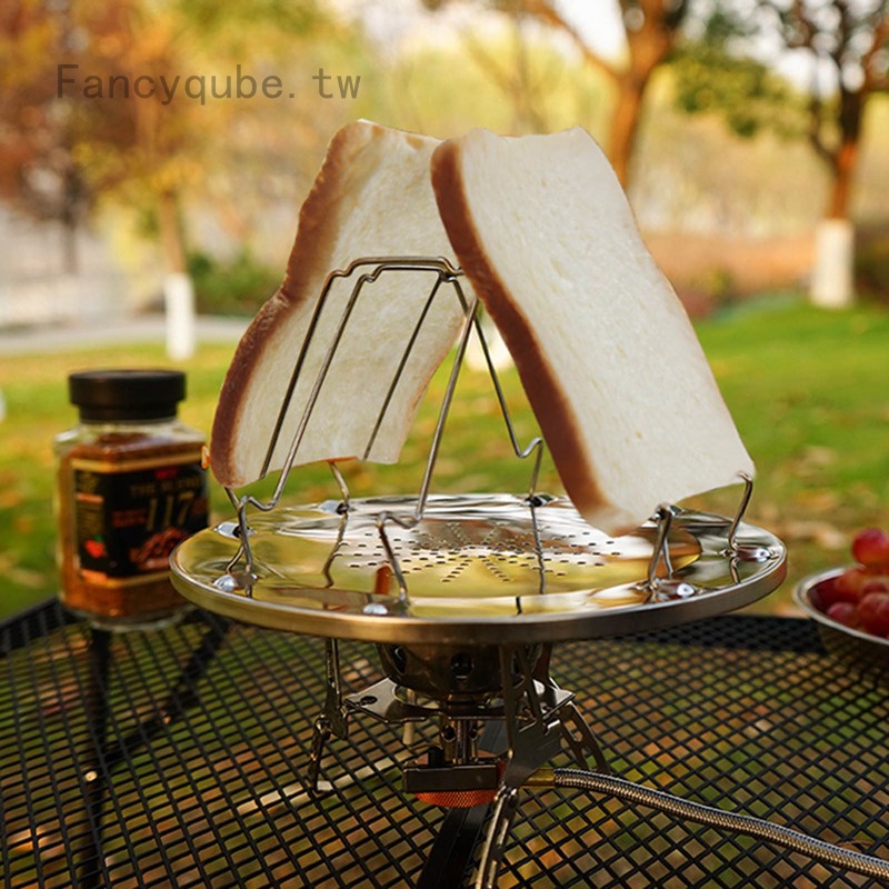 戶外不銹鋼烤麵包架 4片式土司麵包盤 野營野餐燒烤架可折疊烤盤