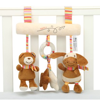 現貨〔寶寶玩具』BBK熊兔發聲音樂盒車掛玩具 ♥ 外貿 嬰兒 床掛 毛絨玩具 ♥ 棕色熊 兔星星 車掛 掛鈴 搖鈴