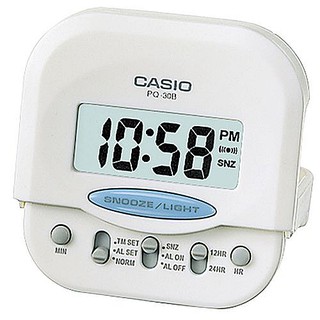 【CASIO】旅行專用款數位液晶鬧鐘-白(PQ-30B-7)正版宏崑公司貨