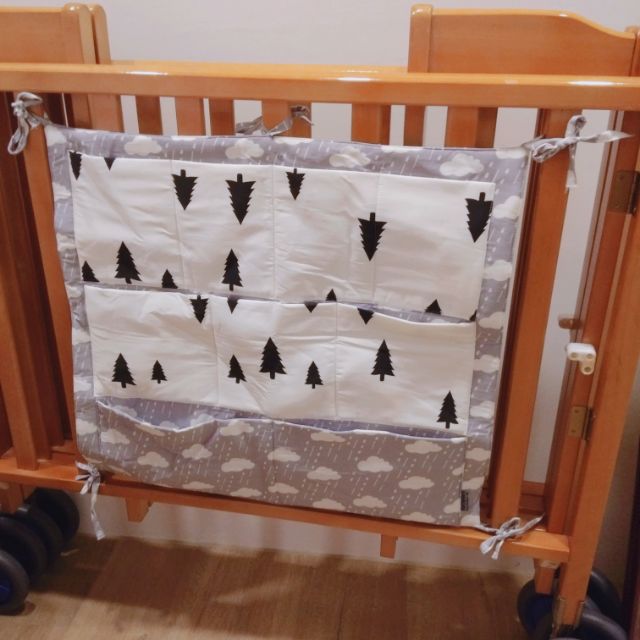 極新 嬰兒床收納袋 純棉卡通 森林風 北歐風 儲物袋 尿布收納袋 二手