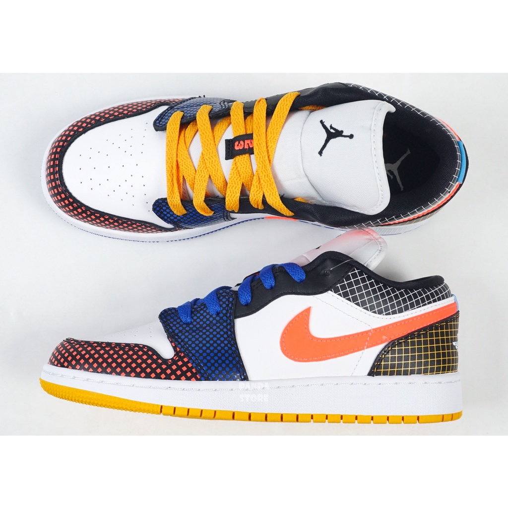 胖達）NIKE AIR JORDAN 1 LOW MMD BG 格紋點點 大童 運動鞋 DH7547-100 白黑 女