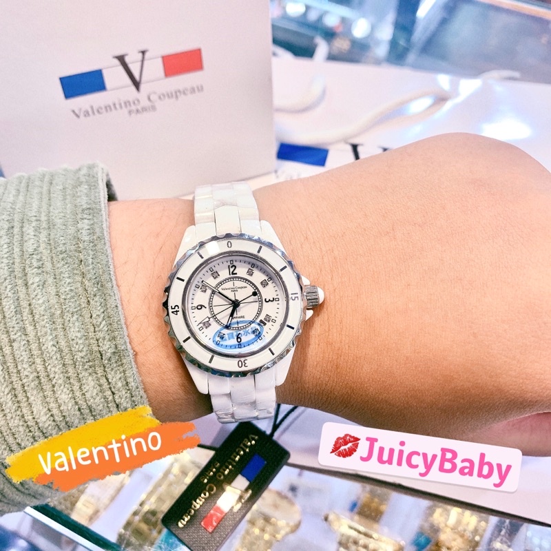 💋Juicybaby✨范倫鐵諾 Valentino Coupeau 白色陶瓷精品錶女錶 公司貨 保固一年 快速出貨手錶