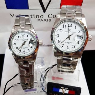 發貨快 範倫鐵諾Valentino 日本機芯 刻度清晰 金剛鍍膜鏡片 不鏽鋼殼帶 防水錶石英錶 日曆 男錶女錶對錶數字錶