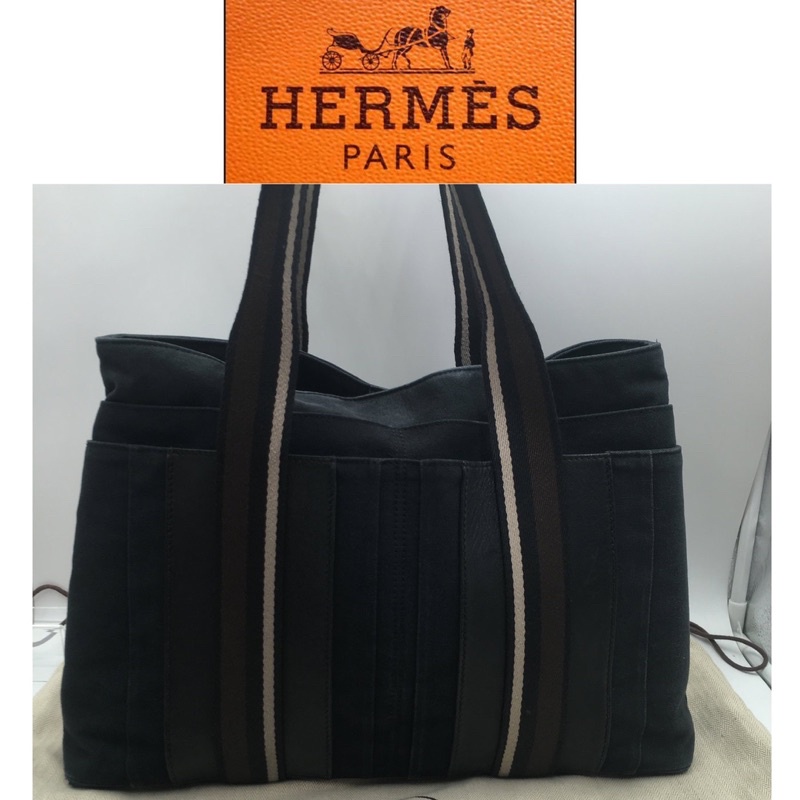 二手真品 Hermes 愛馬仕 包包 手提包 帆布包 RIRI拉鍊 R301