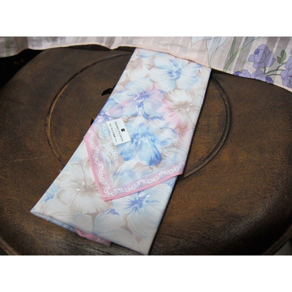 日本精品手帕 PIERRE BALMAIN 100%純棉 大方巾 高雅質感 方巾 絲巾 擦手巾