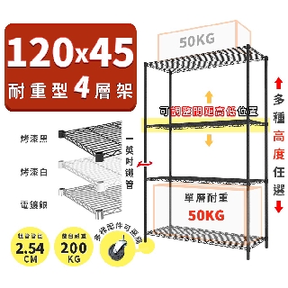 免運｜置物架 波浪架 120x45 輕型四層架 高度可選 收納架 鍍鉻層架 伺服器架 鐵力士架 收納架◖鐵架收納館◗