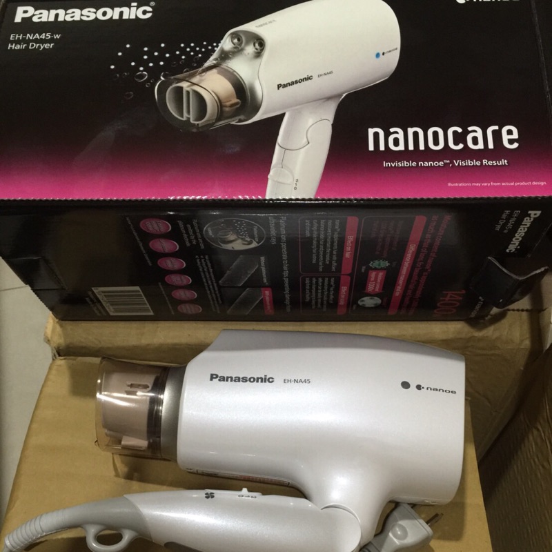 全新Panasonic 國際牌 白金負離子奈米水離子折疊式吹風機【EH-NA45】《白色》--贈送專業烘罩器