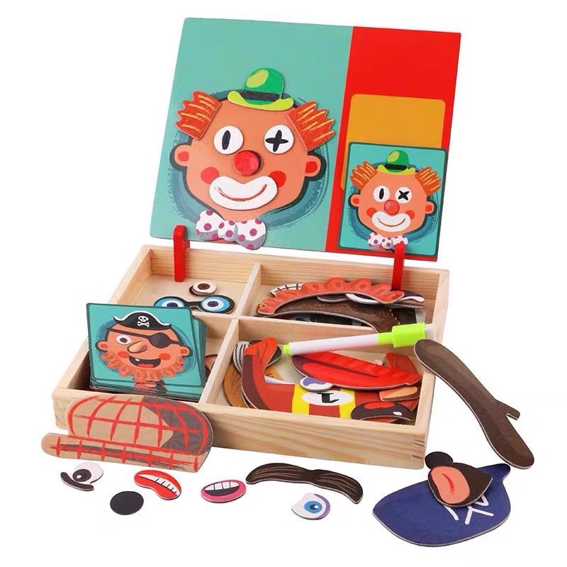 兒童益智力磁性拼圖 1-3-6周歲動腦玩具 男女玩具 幼兒童拼圖 益智力開發早教玩具 木質立體寶寶1-2歲玩具【包郵】
