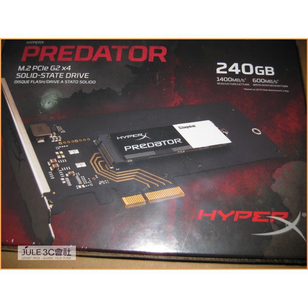 JULE 3C會社-金士頓 HyperX Predator SHPM2280P2H/240G M2 MLC 全新 SSD