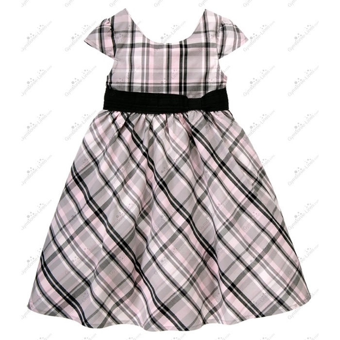 出清特價JBS SHOP* GYMBOREE粉紅灰格紋圖案黑腰帶美麗禮服洋裝12yrs內建紗裙D302