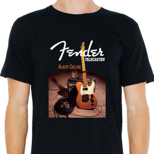 Fender telecaster albert collins 吉他系列高品質短袖t恤新款時尚大碼頂級運動健身男士圓領