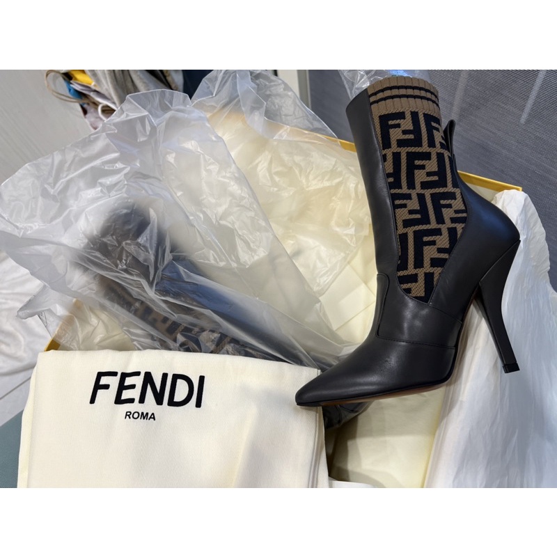 Fendi  芬迪 經典老花 襪套跟鞋  高跟鞋 靴