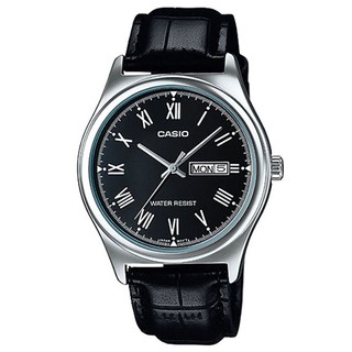 【CASIO】經典英倫復古指標紳士皮帶錶-羅馬黑麵(MTP-V006L-1B)正版宏崑公司貨