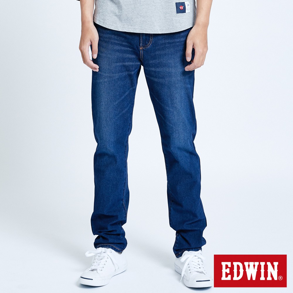 EDWIN 迦績 EJ7透氣中腰錐形牛仔褲(原藍磨)-男款