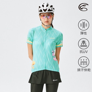 ADISI 女抗UV快乾短袖自行車衣ABL2192207 (S-XL) 月白藍 / 吸濕排汗 速乾 防曬 反光