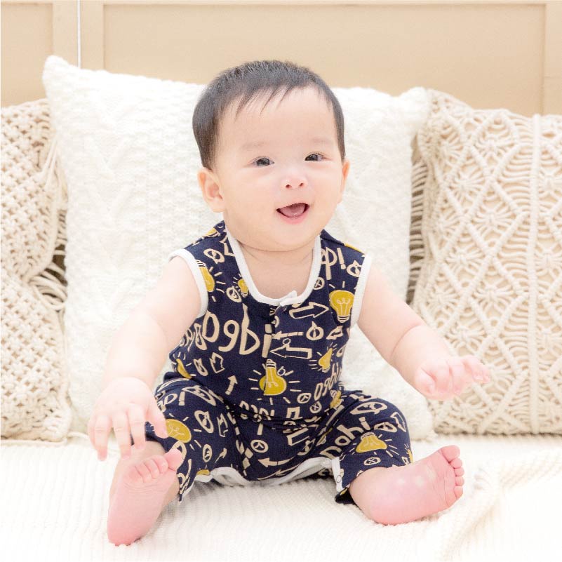 台灣製有機竹纖維無袖連身衣(愛迪生)｜嬰兒服 涼爽透氣 純棉親膚 排汗