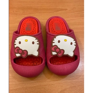 [二手]Hello Kitty童鞋 護趾柔軟輕量減壓吸震寶寶拖鞋 室內外兩用鞋 -桃紅 14號
