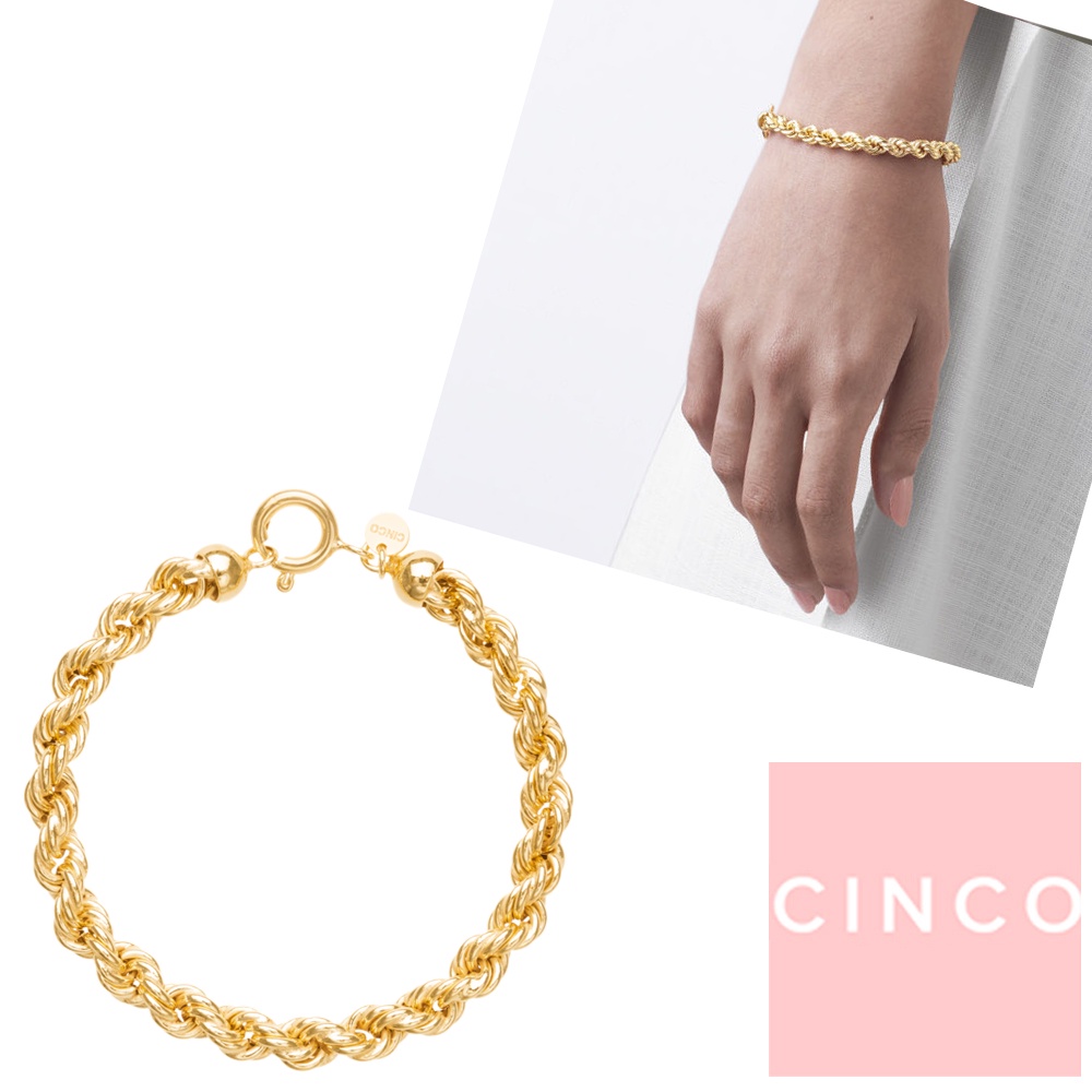 CINCO 葡萄牙精品 Bia bracelet 925純銀鑲24K金 簡約編織手鍊
