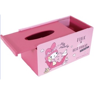 【羅曼蒂克專賣店】優惠價~正版 木製 美樂蒂粉紅面紙盒 面紙收納盒 MM-1021