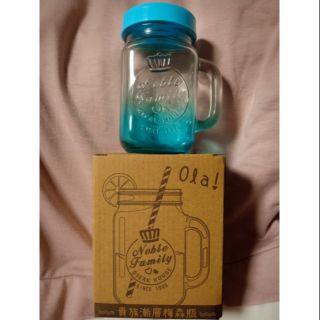 【現貨】450ml 貴族漸層梅森瓶/梅森杯 玻璃瓶/玻璃杯/咖啡杯 冷飲/果汁/飲料/醃漬/甜點 藍色濛濛款