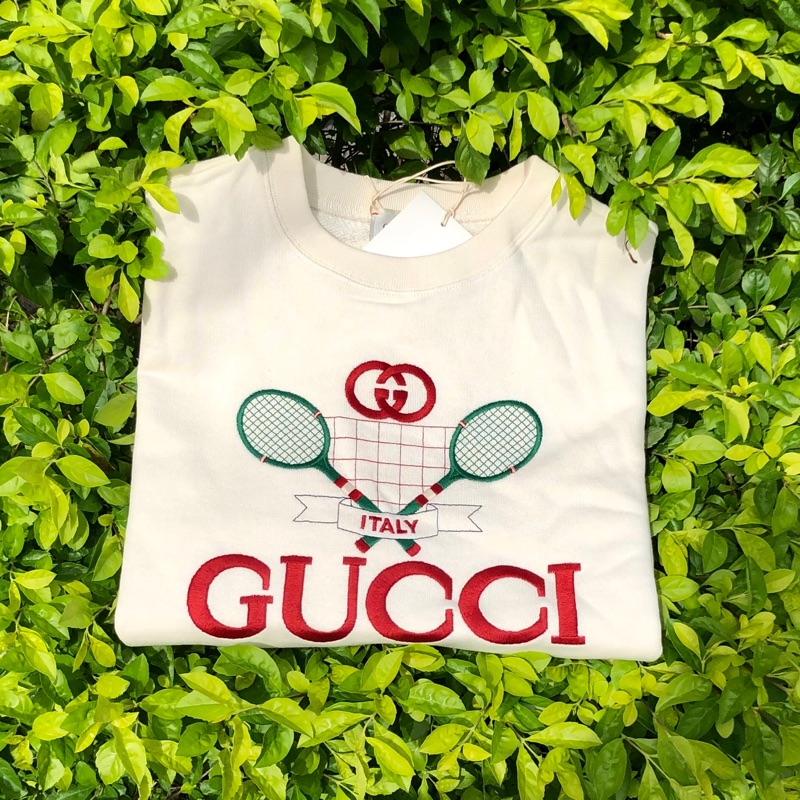 Gucci 2019 新款 網球刺繡 Logo 男童10Y大學T 。女生可穿