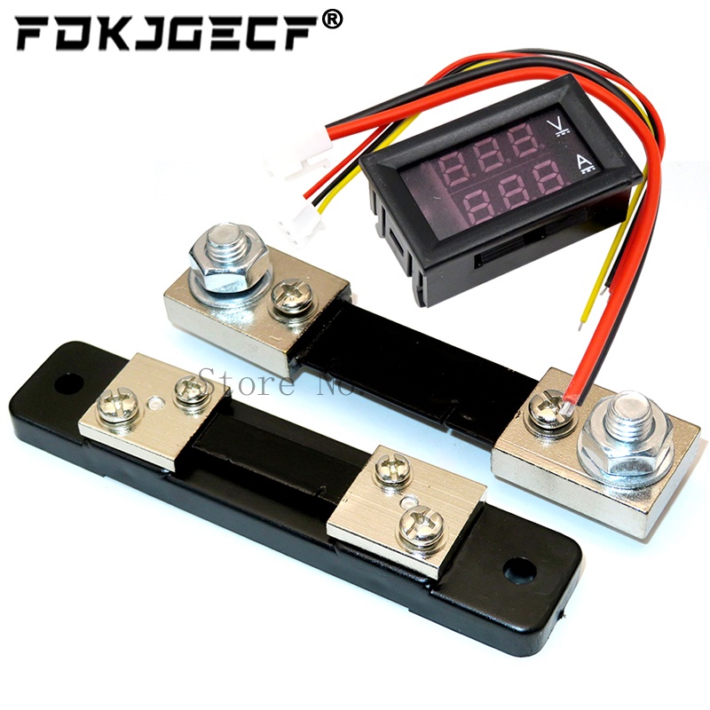 0.56 DC 0-100V 10A 50A 100A LED數字電壓表電流表汽車摩托車電壓電流表電壓檢測儀測試儀+分流