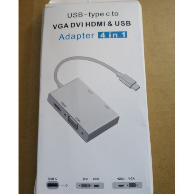 【全新】USB3.1 Type C 轉 VGA DVI HDMI USB 4合1 適配器 轉接 HDMI支持4K高清