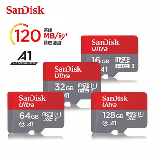 SanDisk A1 Ultra 128G 64G 32G 16G microSD 記憶卡 C10 120MB/s