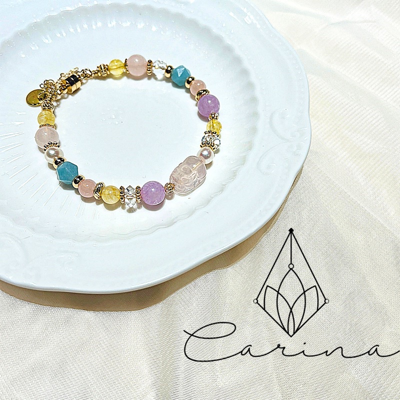 carina accessories 開運 能量 水晶  手鍊 飾品 粉晶貔貅、天河石、薰衣草紫水晶、黃水晶、粉水晶