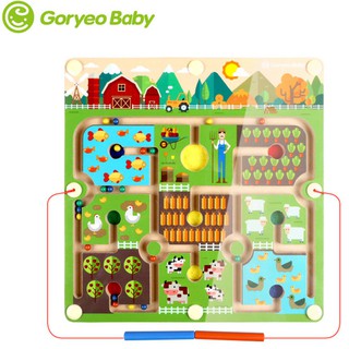 韓國 GoryeoBaby 運筆磁性迷宮遊戲 / 農場走珠板 木質 木製玩具 【國王皇后】