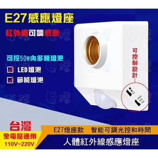 《日樣》附發票 E27 紅外線人體感應燈座 可調白天或黑夜感應時間長短 節能省電光控開關 適用LED燈泡 全電壓