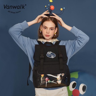 VANWALK太空系列 原宿ulzzang翻蓋雙肩背包大容量ins學生書包女潮