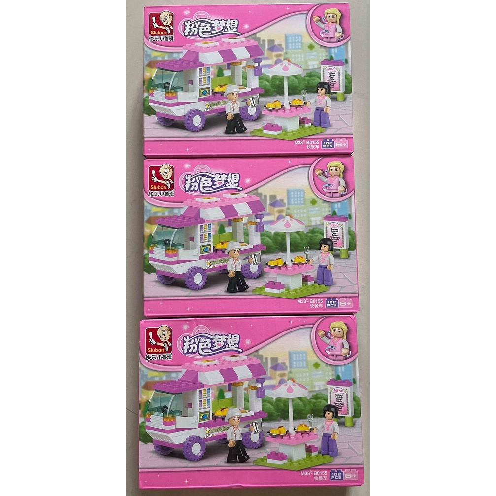 快樂小魯班 粉色夢想系列-M38-B0155快餐車/ 益智玩具/可和Lego樂高一起組合 102片