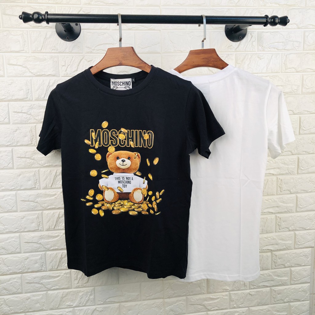 特惠moschino 超經典素t 寬鬆衣服休閒時尚泰迪熊燙畫短袖 蝦皮購物