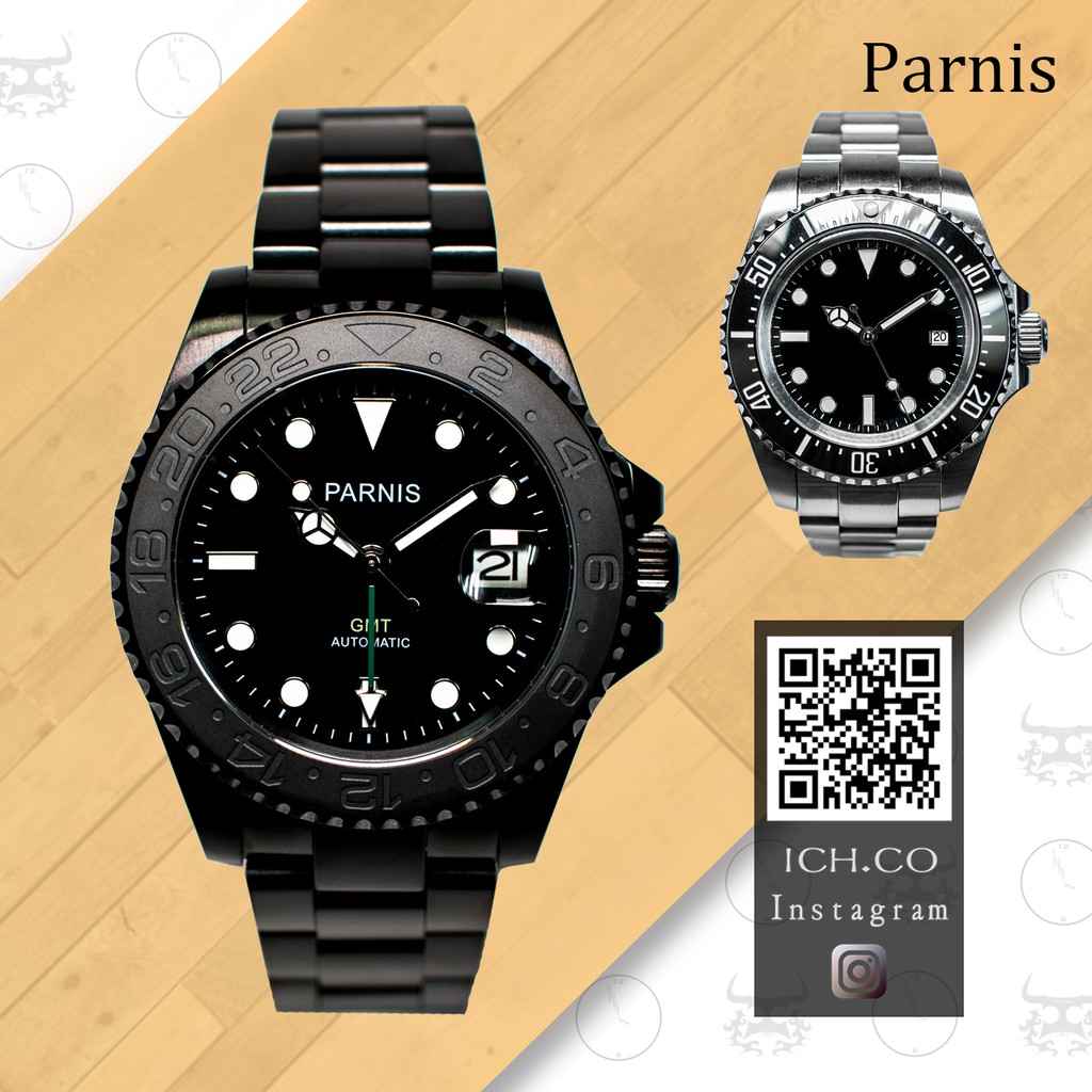 原裝進口瑞士Parnis GMT Submariner自動機械錶兩地時間水鬼-限量全黑陶瓷錶運動錶潛水錶動能錶勞皇冠AP