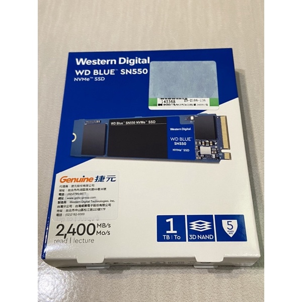 WD SN550 1TB /讀:2400M/寫:1950M /五年保（全新）