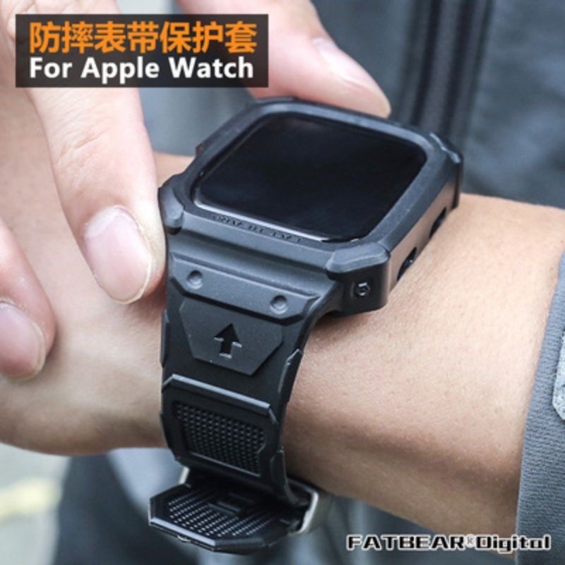 肥熊Apple Watch 3/4/5/6代SE iWatch蘋果手錶錶帶44mm防摔保護套