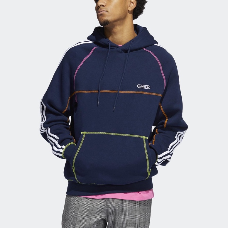 ⓉⒽⓇⒺⒺⒼ🔥限時6折⚡ADIDAS ORIGINALS HOODIE 連帽長袖 刷毛 帽T 棉質 深藍 男GN3893